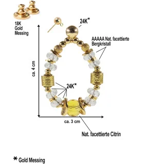Alt-Théra Citrine-Rock Crystal Hoops, 24K Gold Plating – Inspirations – View 3