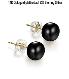 Classic freshwater pearl stud earrings 9-9.5mm, black – Inspirations – View 3