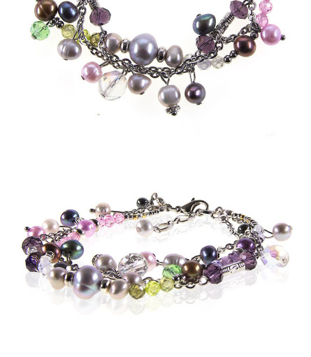 Le jazz Armband-Süßwasserperlen,Edelstahl,Zirkonia – Armbänder – Ansicht 1