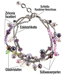 Le jazz Armband-Süßwasserperlen,Edelstahl,Zirkonia – Armbänder – Ansicht 4