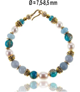 Océan Armband mit Aquamarin, Chalzedon, Süßwasserperlen – Armbänder – Ansicht 3