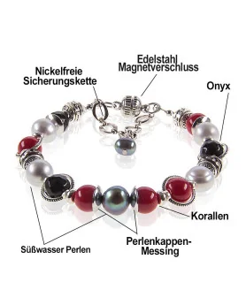Déborah Armband mit Koralen, Süßwasserperlen, Onyx – Armbänder – Ansicht 4