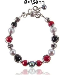 Déborah Armband mit Koralen, Süßwasserperlen, Onyx – Armbänder – Ansicht 3