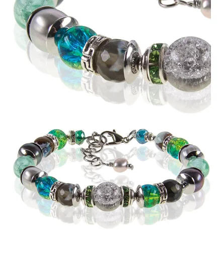 Expression Armband mit Süßwasserperlen, Achat, Muranoperlen, Glassperlen – Armbänder – Ansicht 1