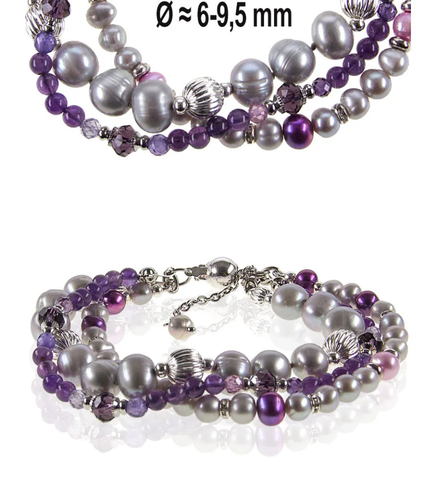 Charm of pearl 3-row elegant pearl bracelet, 6-10 mm – Bracelets – View 1