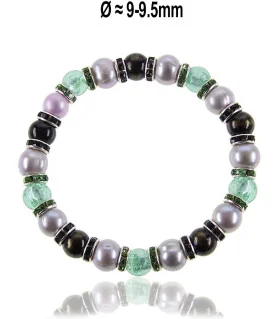 Flex Perlenarmband mit Jade, Murano Glasperlen, 8,5-9 mm – Armbänder – Ansicht 1