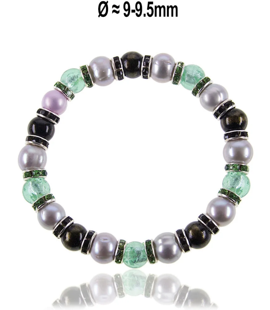 Flex Perlenarmband mit Jade, Murano Glasperlen, 8,5-9 mm – Armbänder – Ansicht 1