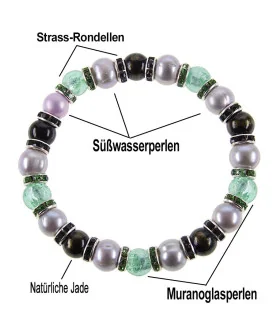 Flex Perlenarmband mit Jade, Murano Glasperlen, 8,5-9 mm – Armbänder – Ansicht 4