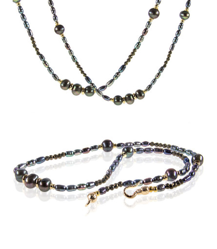 Perle Zarte Süßwasserperlen Kette in Grau – Halsketten – Ansicht 1