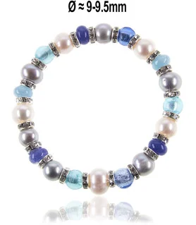 Flex Perlenarmband mit Chalcedon, Murano Perlen, 8,5-9 mm – Armbänder – Ansicht 1