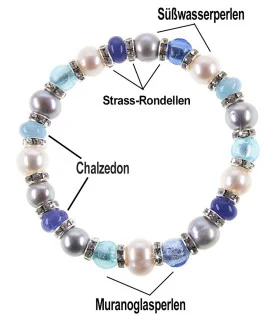 Flex Perlenarmband mit Chalcedon, Murano Perlen, 8,5-9 mm – Armbänder – Ansicht 4