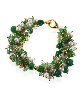 Verdiana Luxus Armband-Süßwasserperlen, Achat, Glaskristallen, 24K Gold – Armbänder – Ansicht 3