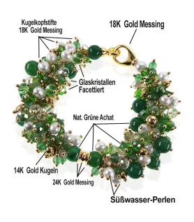 Verdiana Luxus Armband-Süßwasserperlen, Achat, Glaskristallen, 24K Gold – Armbänder – Ansicht 4