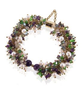 Azureus Luxus Armband-Süßwasserperlen,Amethyst,14K Gold – Armbänder – Ansicht 3