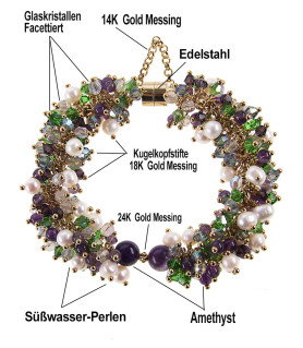 Azureus Luxus Armband-Süßwasserperlen,Amethyst,14K Gold – Armbänder – Ansicht 5