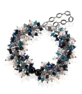 Onyx Noir Luxus-Klasse Armband-Süßwasserperlen,Onyx,Glaskristallen – Armbänder – Ansicht 3