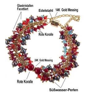 Corail royal Luxus-Klasse Armband-Süßwasserperlen,Rote Koralle,14K Gold – Armbänder – Ansicht 4