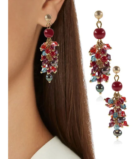 14K royal coral freshwater pearl coral earrings – Inspirations – View 1