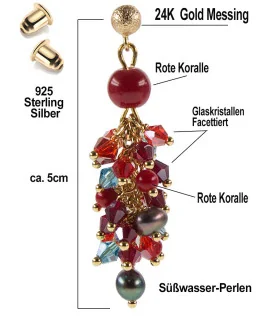14K royal coral freshwater pearl coral earrings – Inspirations – View 3