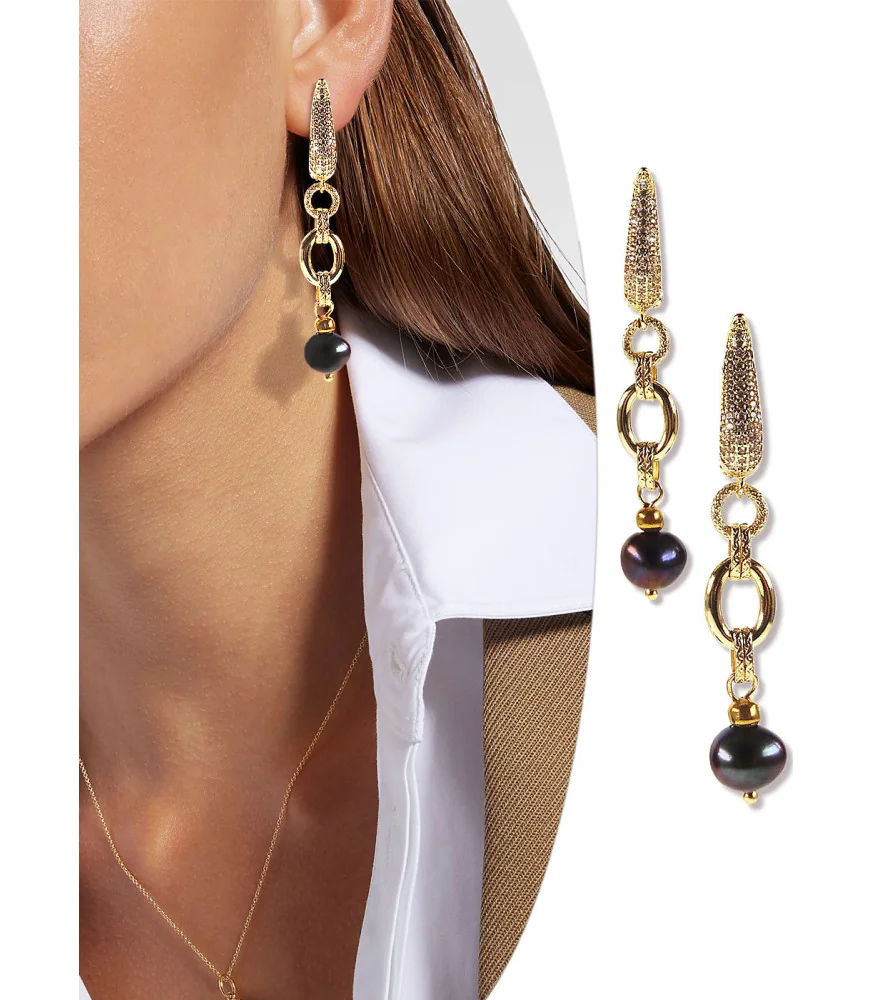 Milan 24K Gold Earrings with Pearl – Inspirations – View 1
