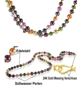 Coloré Süßwasserperlen Halskette, Multi-Color – Halsketten – Ansicht 4