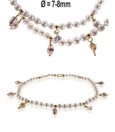 Unique Charm-Halskette mit Süßwasserperlen – Halsketten – Ansicht 1