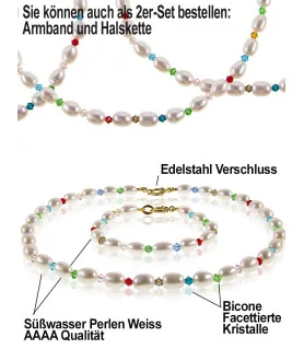 Jeu 2-tlg. Set, Perlenkette und Perlenarmband,Weiß – Schmucksets – Ansicht 6