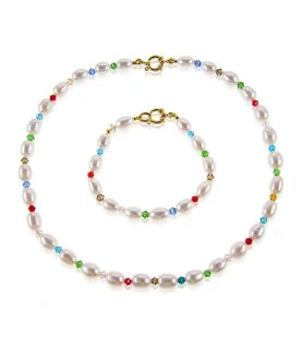 Jeu 2-tlg. Set, Perlenkette und Perlenarmband,Weiß – Schmucksets – Ansicht 5