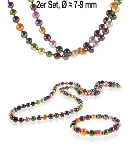 Coloré 2-tlg.Set, Perlenkette und Perlenarmband, Multi-Color – Schmucksets – Ansicht 1