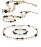Élégance 2-tlg.Set Perlenkette & Perlenarmband, Weiß-Schwarz – Schmucksets – Ansicht 4