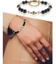 Élégance 2-tlg.Set Perlenkette & Perlenarmband, Weiß-Schwarz – Schmucksets – Ansicht 3