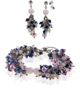 Santorin 2-tlg.Luxus Set, Perlenarmband & Perlen Ohrhänger – Schmucksets – Ansicht 1