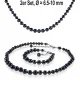 Classique 2-tlg.Set, Perlenkette & Perlenarmband, 6-10mm, Schwarz – Schmucksets – Ansicht 1