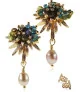 Corfou 24K earrings with freshwater pearl, blue topaz – Inspirations – View 2