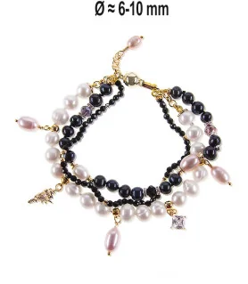 Grand Ben 3-row bracelet with freshwater pearls, spinel, zircon – Inspirations – View 4
