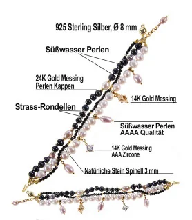Grand Ben 3-row bracelet with freshwater pearls, spinel, zircon – Inspirations – View 5