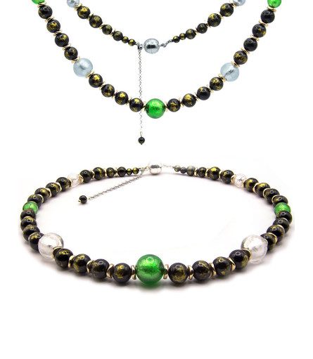 Jade noir Halskette-Jade, Muranoglas, 14K Gold – Halsketten – Ansicht 1