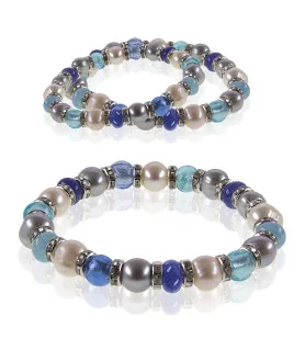 Flex pearl bracelet with chalcedony, Murano beads, 8.5-9 mm – Inspirations – View 3