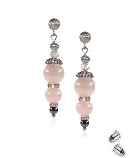 Madagascar Ohrhänger mit Rosenquarz – Ohrringe – Ansicht 1