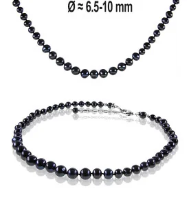 Classique Elegante Süßwasserperlen Kette, Schwarz – Halsketten – Ansicht 1