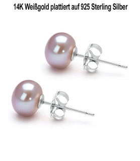 Classique Süßwasserperlen Ohrstecker 7.5-8mm, Flieder/Purple Farbe – Inspirationen – Ansicht 3