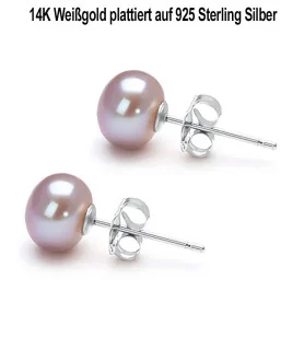Classique Süßwasserperlen Ohrstecker 7.5-8mm, Flieder/Purple Farbe – Inspirationen – Ansicht 3