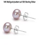 Classic freshwater pearl stud earrings 7.5-8mm, lilac/purple color – Inspirations – View 3