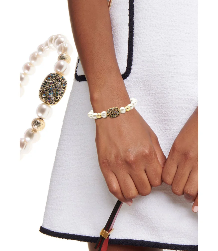 Babylone Flex Freshwater Pearl Bracelet with Sparkling Part, White, 7-8mm – Inspirations – View 1